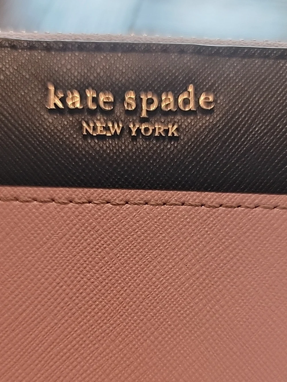 kate spade New York Lavender And Navy Saffiano Leather Zip Wallet with Key Ring